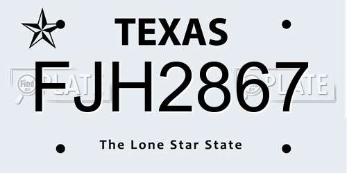 FJH2867 Texas License Plate