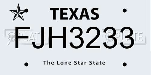FJH3233 Texas License Plate
