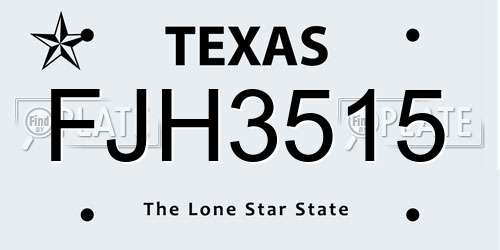 FJH3515 Texas License Plate