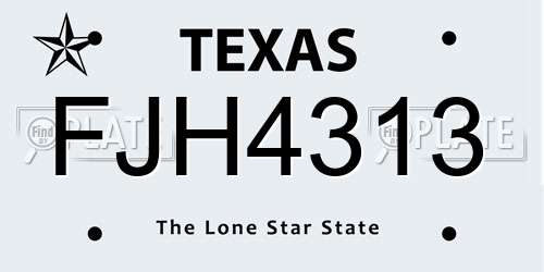 FJH4313 Texas License Plate