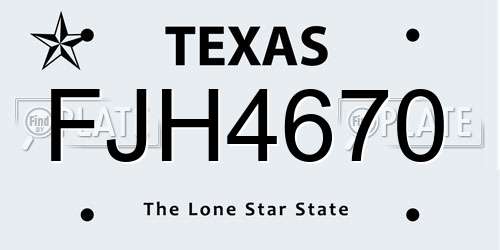 FJH4670 Texas License Plate