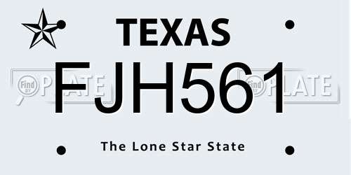 FJH561 Texas License Plate