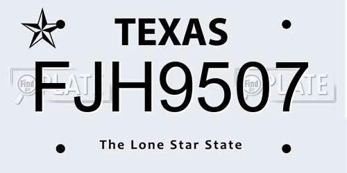 FJH9507 Texas License Plate