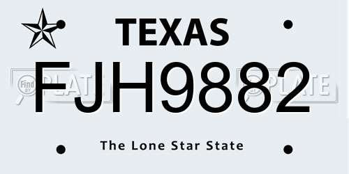 FJH9882 Texas License Plate