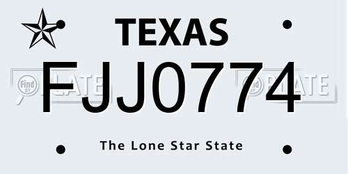 FJJ0774 Texas License Plate