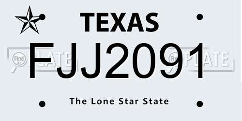 FJJ2091 Texas License Plate