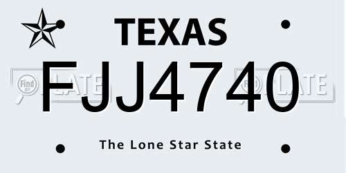 FJJ4740 Texas License Plate