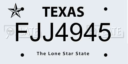 FJJ4945 Texas License Plate