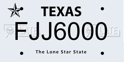 FJJ6000 Texas License Plate