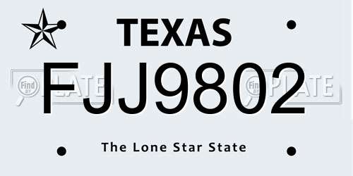 FJJ9802 Texas License Plate
