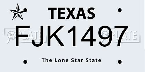 FJK1497 Texas License Plate