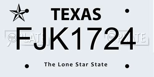 FJK1724 Texas License Plate