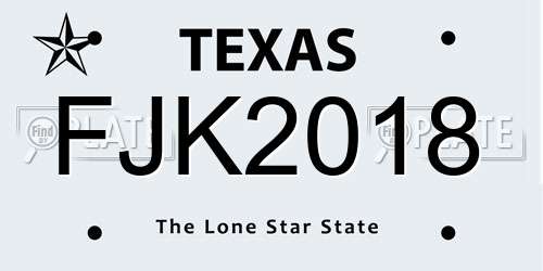 FJK2018 Texas License Plate