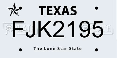 FJK2195 Texas License Plate