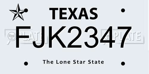 FJK2347 Texas License Plate