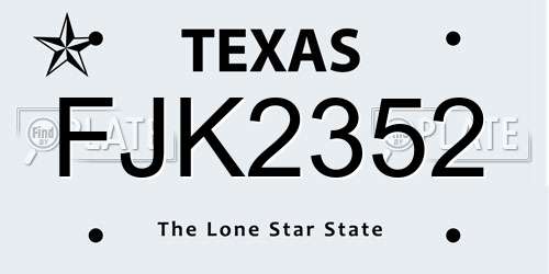 FJK2352 Texas License Plate