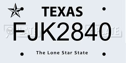 FJK2840 Texas License Plate