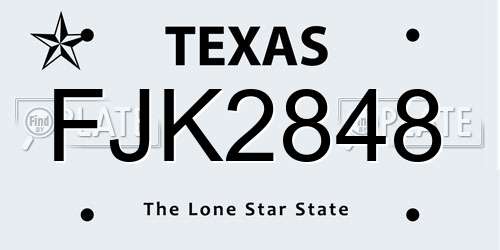 FJK2848 Texas License Plate