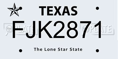 FJK2871 Texas License Plate