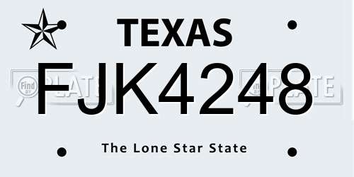 FJK4248 Texas License Plate