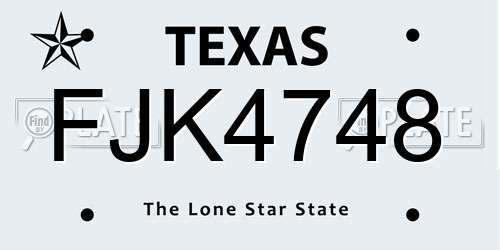 FJK4748 Texas License Plate