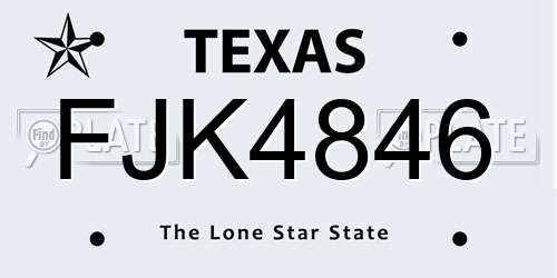 FJK4846 Texas License Plate