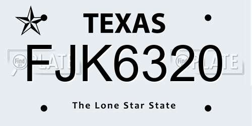 FJK6320 Texas License Plate