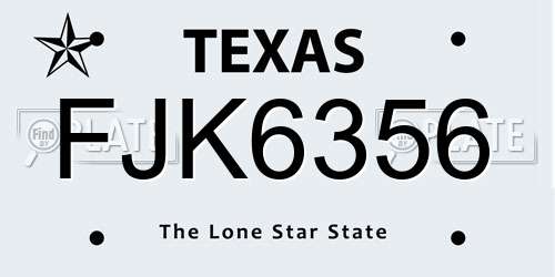 FJK6356 Texas License Plate