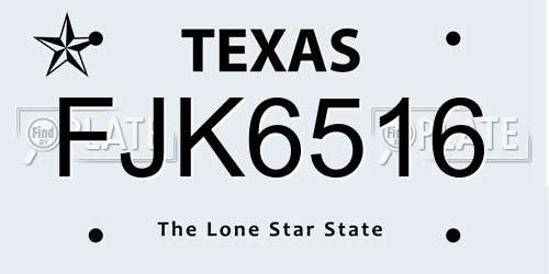 FJK6516 Texas License Plate