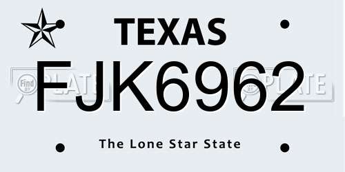 FJK6962 Texas License Plate
