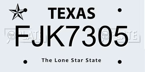 FJK7305 Texas License Plate