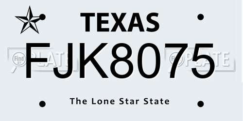 FJK8075 Texas License Plate