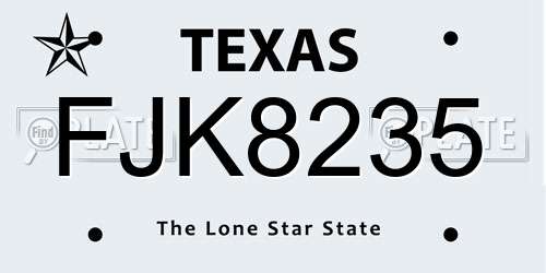 FJK8235 Texas License Plate