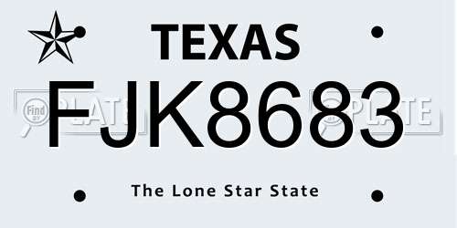FJK8683 Texas License Plate