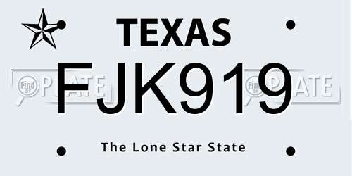 FJK919 Texas License Plate