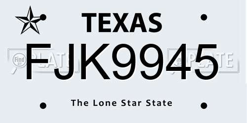 FJK9945 Texas License Plate
