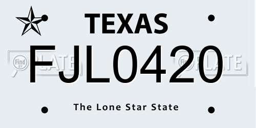 FJL0420 Texas License Plate