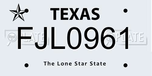 FJL0961 Texas License Plate