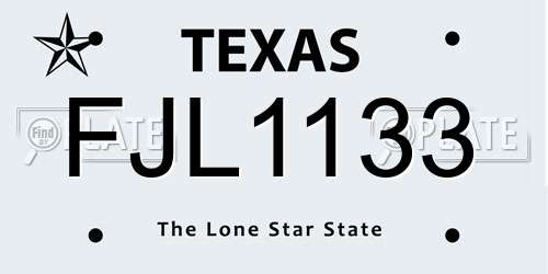 FJL1133 Texas License Plate