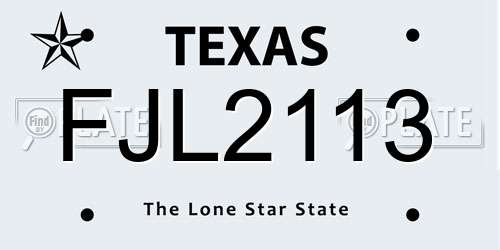 FJL2113 Texas License Plate