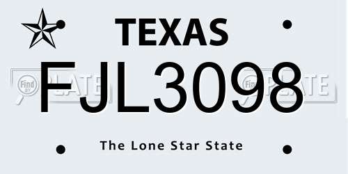 FJL3098 Texas License Plate