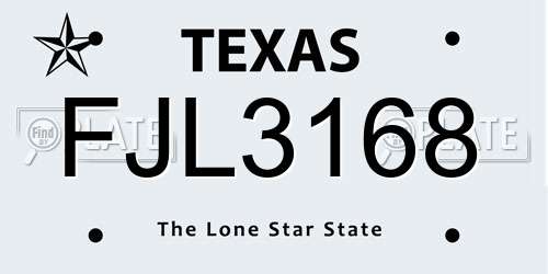 FJL3168 Texas License Plate