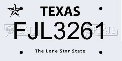 FJL3261 Texas License Plate