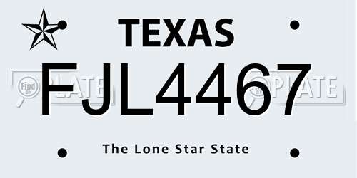 FJL4467 Texas License Plate