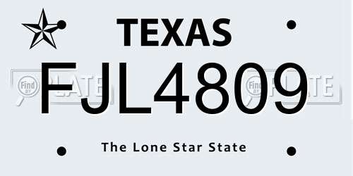 FJL4809 Texas License Plate