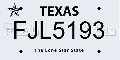 FJL5193 Texas License Plate