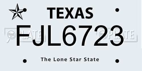 FJL6723 Texas License Plate