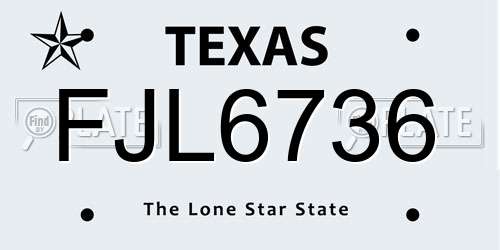 FJL6736 Texas License Plate