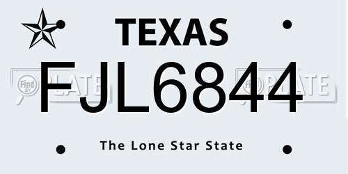 FJL6844 Texas License Plate