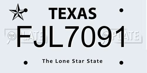 FJL7091 Texas License Plate
